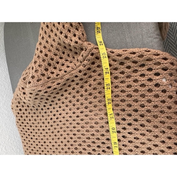 Faded Rose Light Brown Zipper Closure Open Knit Long Sleeve Hoodie Sweater XL - Picture 7 of 8